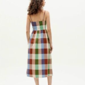 Checked Midi Sundress with Spaghetti Straps in Multi-Color